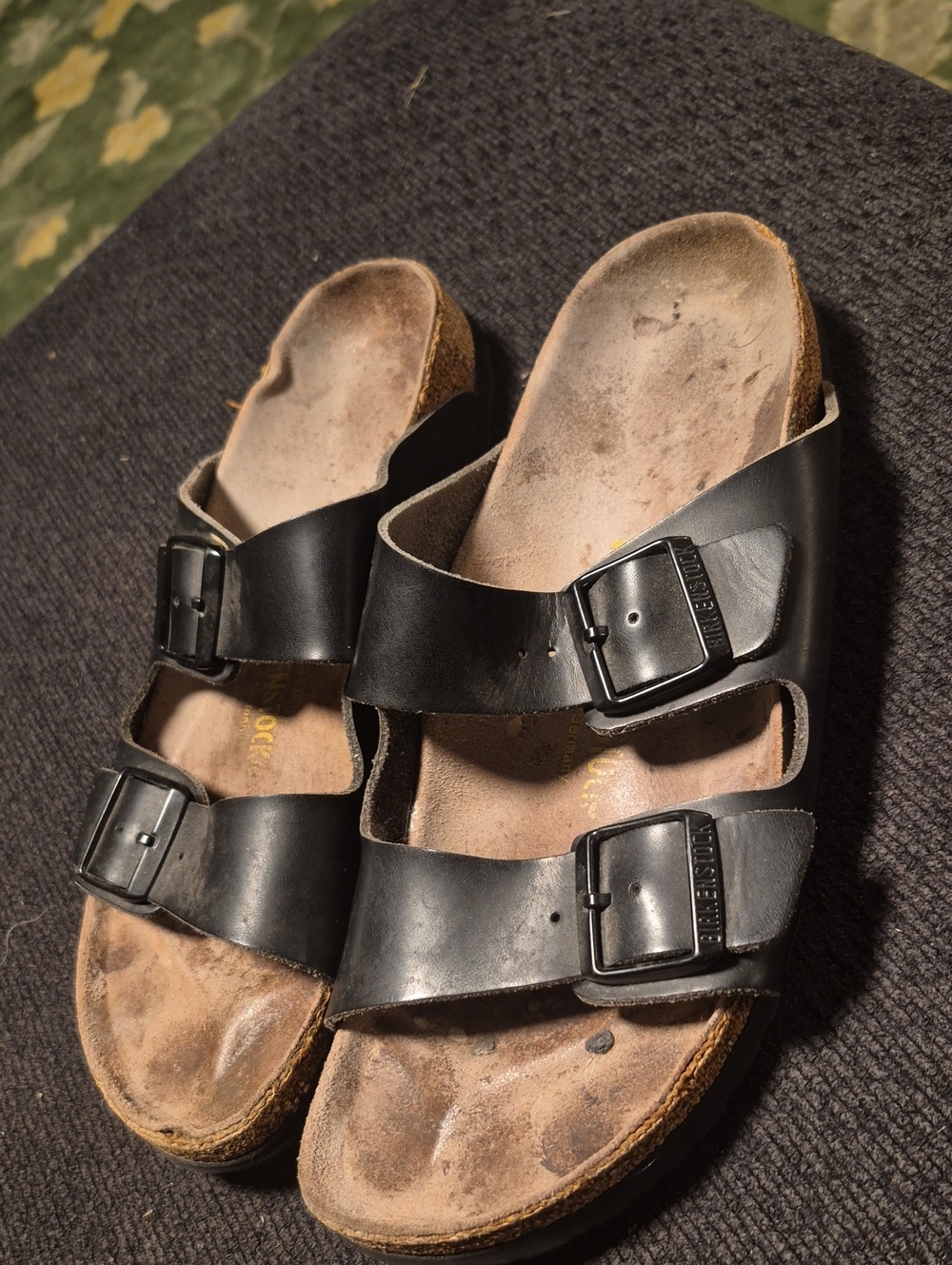 Black  Slip-On Sandals with Dual Buckles